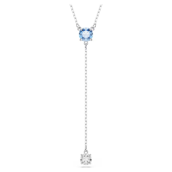 Swarovski smykke Stilla Attract Y necklace Round cut, Blue, Rhodium plated - 5734249